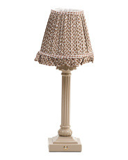 21in Corinthian Lacquer Rechargeable Lamp With Ruffled Pleated Shade | Lighting | Marshalls | Marshalls