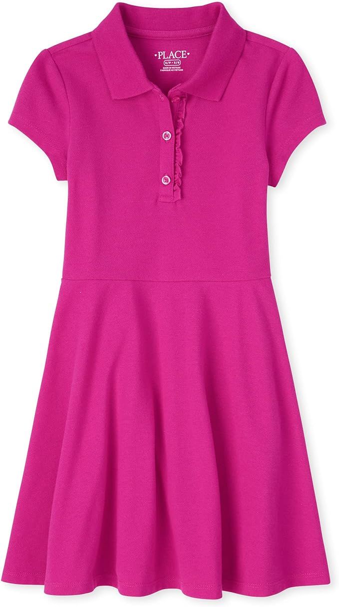 The Children's Place Girls' Short Sleeve Ruffle Polo Dress | Amazon (US)