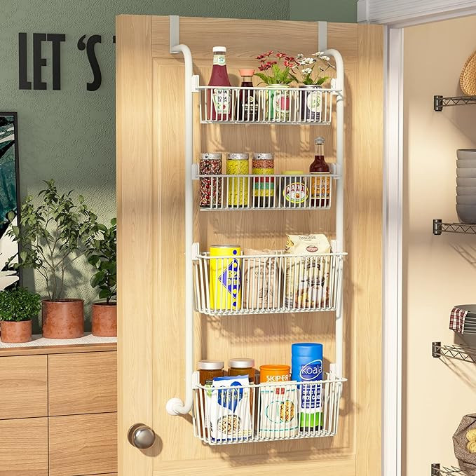 1Easylife 4 Baskets Over the Door Pantry Organizer Rack For Organization and Storage, Heavy-Duty ... | Amazon (US)