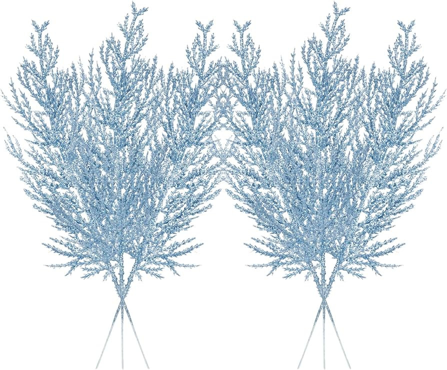 Christmas Glitter Stems 24pcs Artificial Pine Tree Picks for Christmas Tree Ornaments fillers, DI... | Amazon (US)