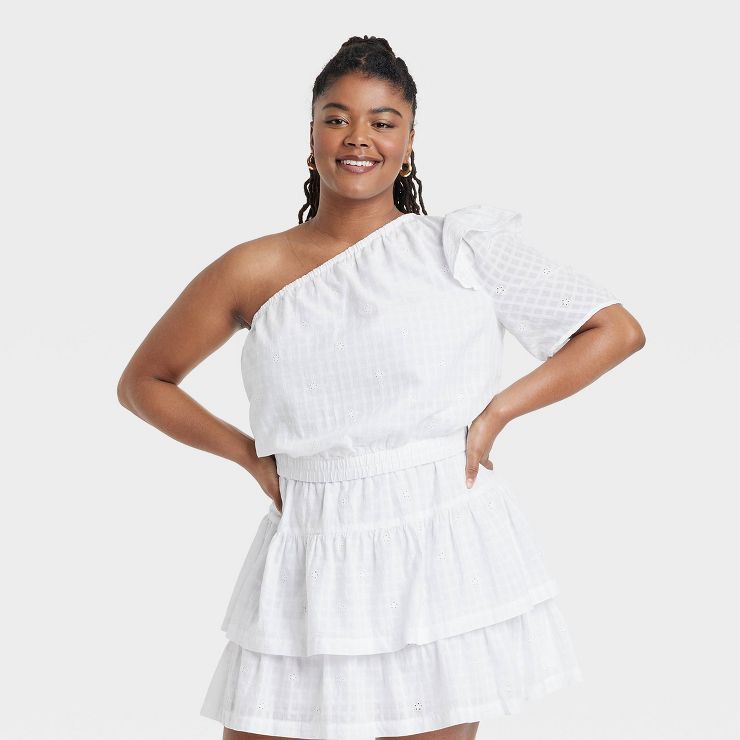 Women's Puff Short Sleeve Top - Universal Thread™ White | Target