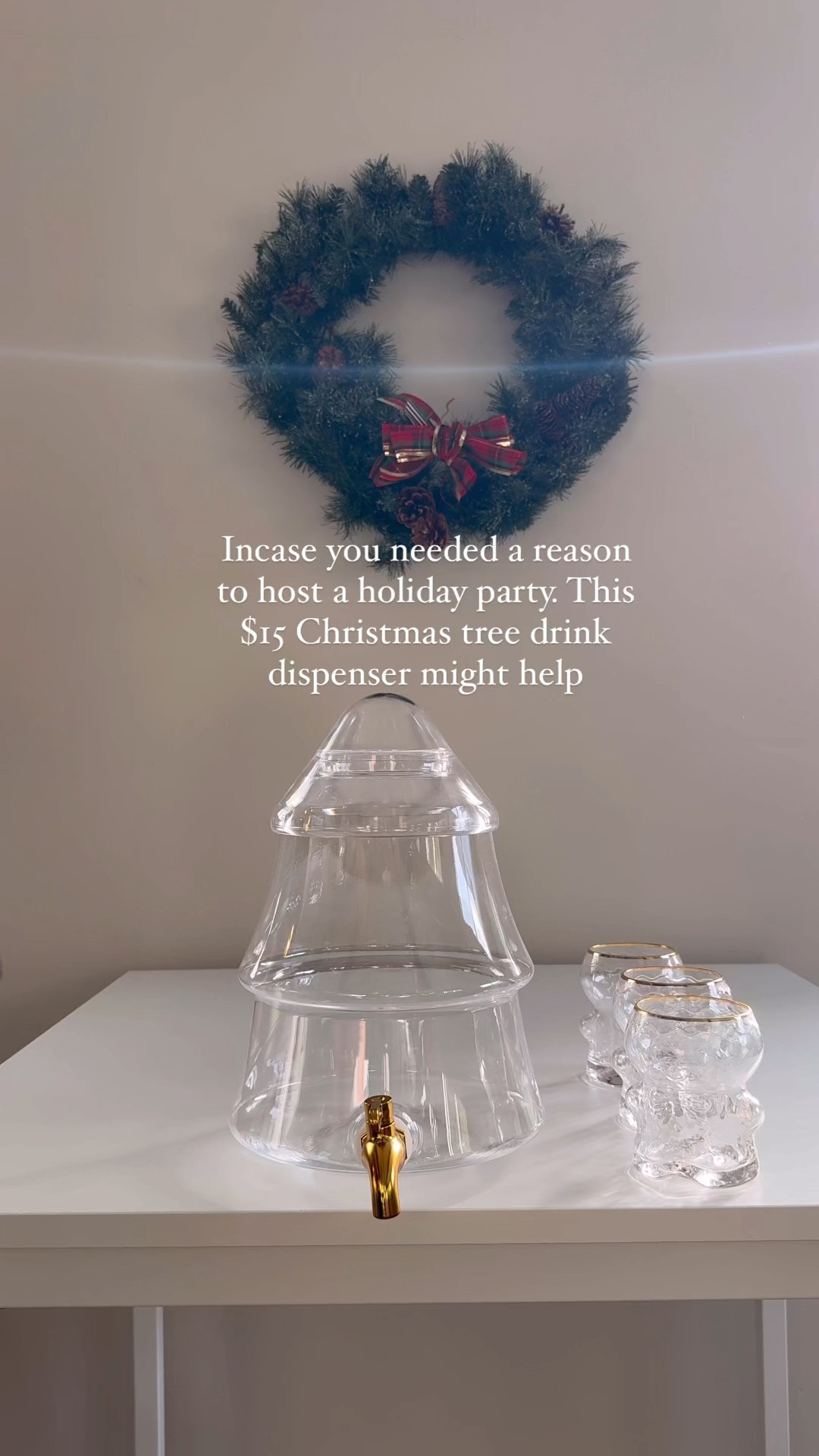 Christmas tree drink dispenser from Target. I’ve also linked a glass option from world market 