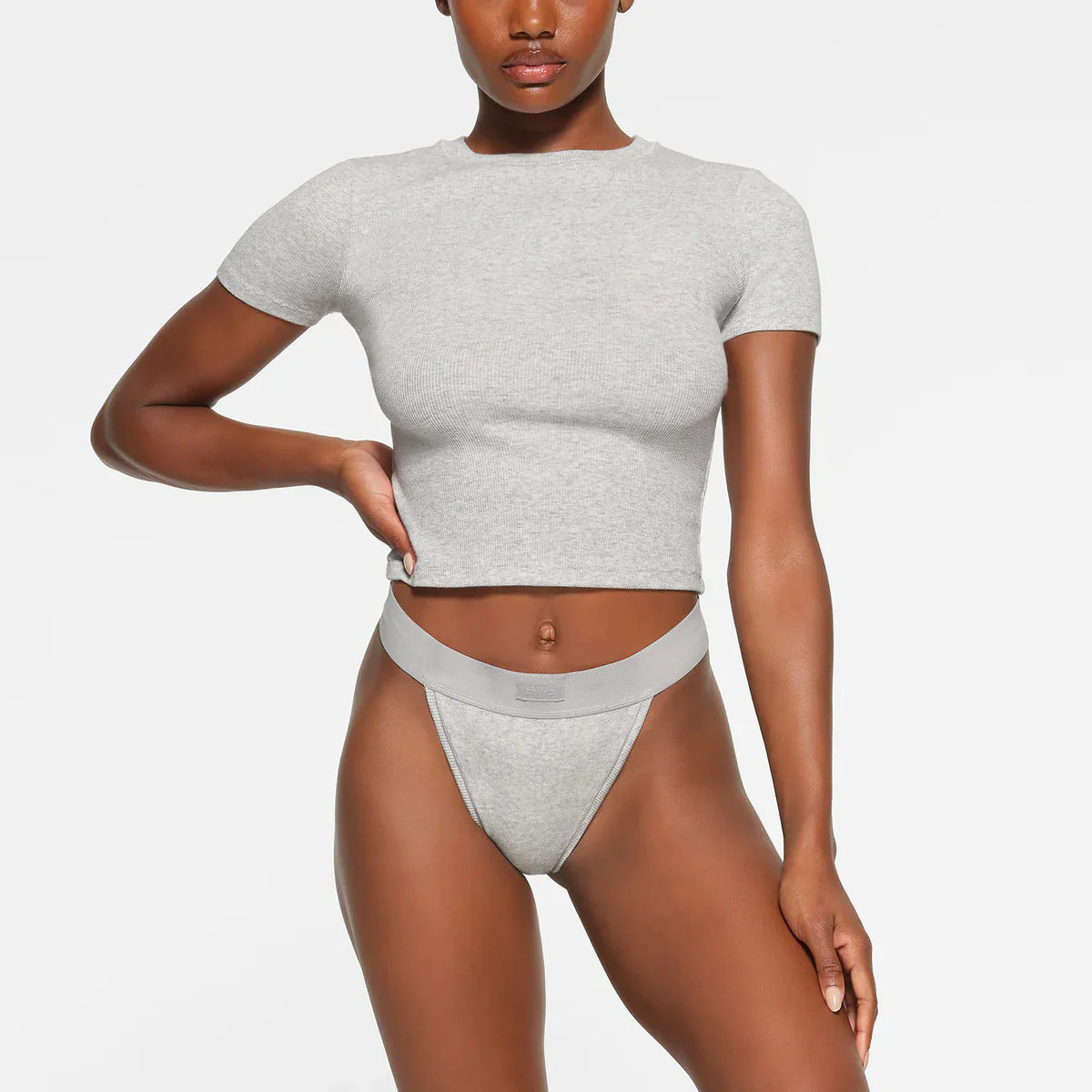 SKIMS T-Shirt | Grey | Small | Cotton Rib | SKIMS (US)