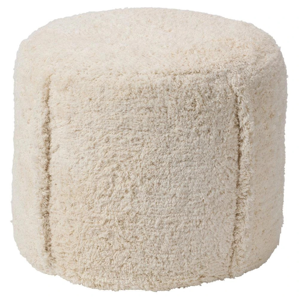 Neve Modern Classic Cream Cotton Round Pouf | Kathy Kuo Home