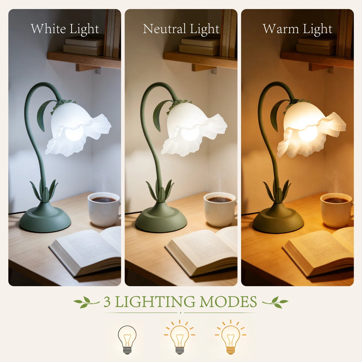 Flower Table Lamp For Bedroom, 3 Colors Flower Reading Light, Cute Lily Desk Lamp Bedside Lamps | Wayfair North America