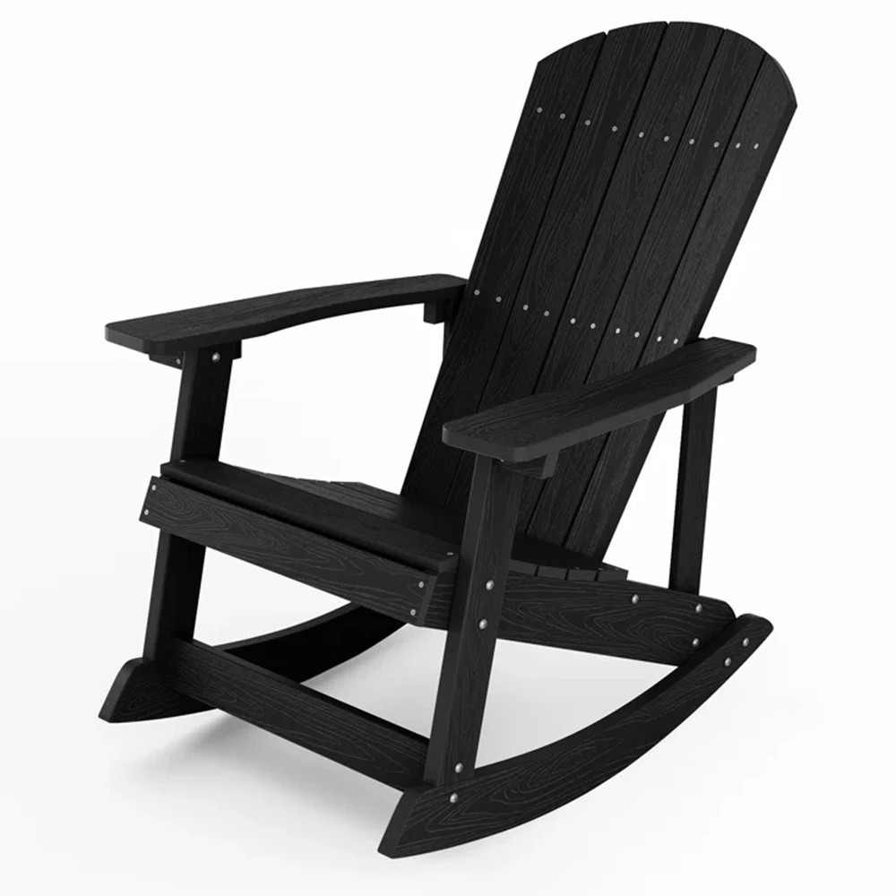 WINSOON Black Rocking Adirondack Chair Black Plastic Frame Rocking Chair with Black Slat Seat one_size | ARC001 | Lowe's