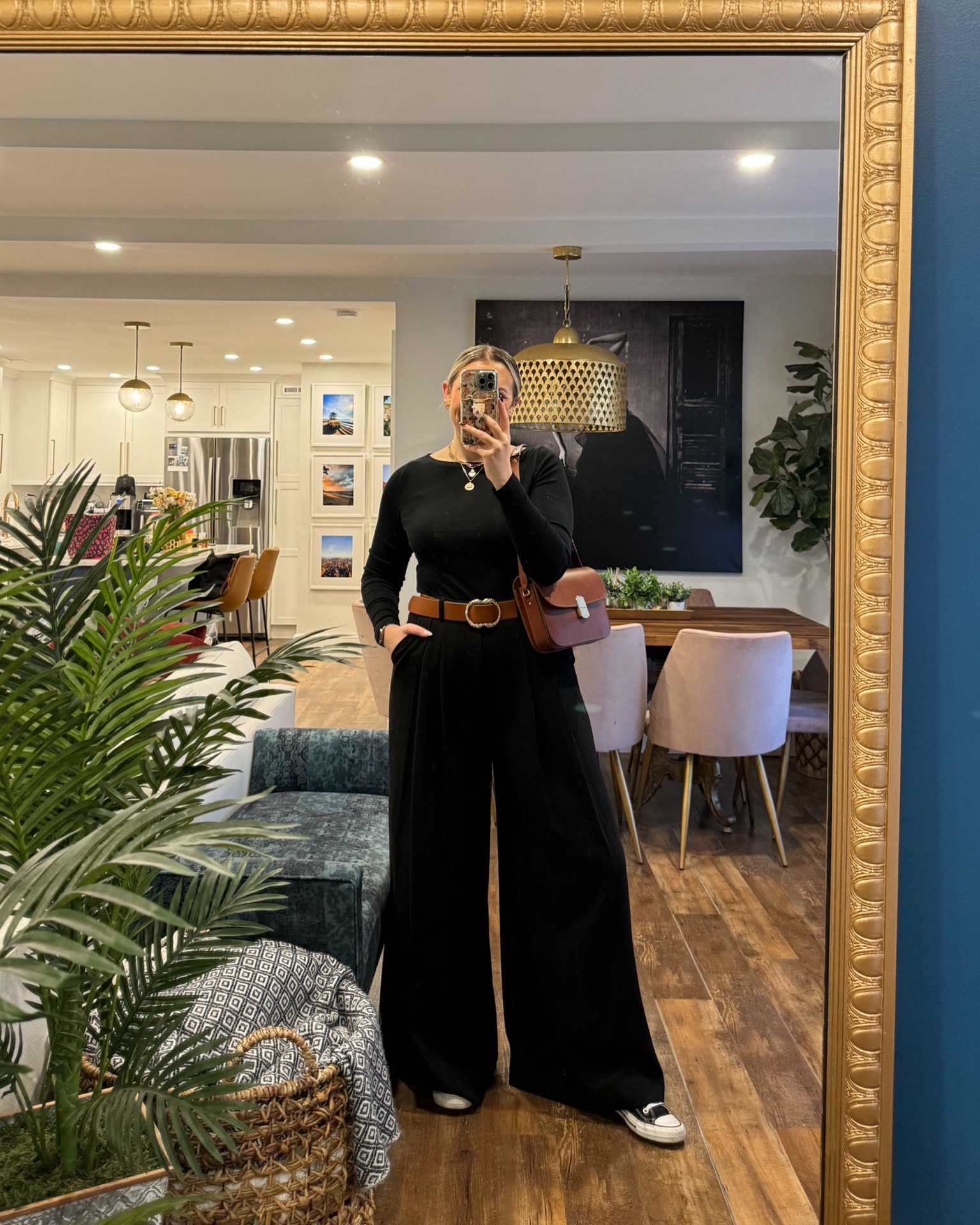 All black fall outfit, Anthropologie Avery pants wearing a size 12 (they run small), gap long sleeve wearing a medium, sezane, converse, thanksgiving outfit women, fall outfits 

#LTKMidsize #LTKStyleTip #LTKSeasonal