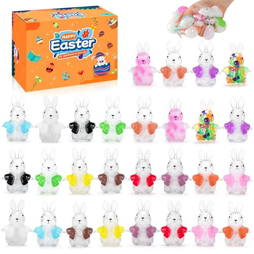 Easter Egg Fillers for Kids, Easter Squishies Bunny Stress Balls for Kids Adults, Easter Egg Stuffers, Bunny Squishy Toys Easter Basket Stuffers Party Favors & Gifts (28PCS) | Amazon (US)