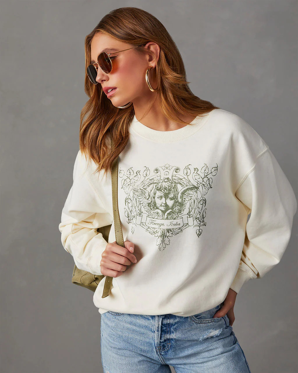 Angelic Cherub Graphic Crewneck Sweatshirt | VICI