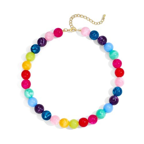 SHANTYSON Colorful Chunky Beaded Necklaces for Women Multicolor Large Round Resin Beads Collar Necklace Boho Trendy Statement Chokers Y2K Summer Beach Jewelry (Multicolor) | Amazon (US)