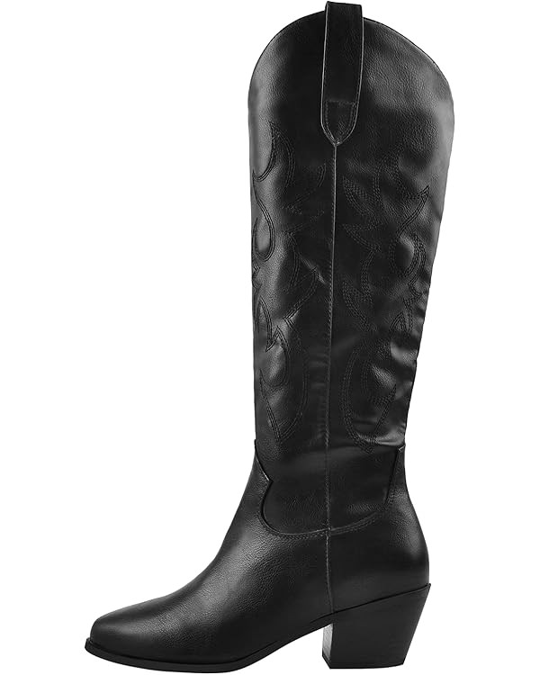 Richealnana Cowboy Boots for Women Embroidered Square Toe Distressed Pull-On Cowgirl Knee High We... | Amazon (US)