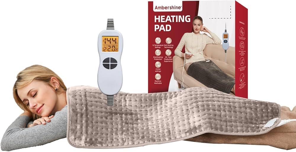 Ambershine 17''x33'' XXXL King Size Heating Pad with 12 Temperature Settings & 4 Auto-Off Countdo... | Amazon (US)