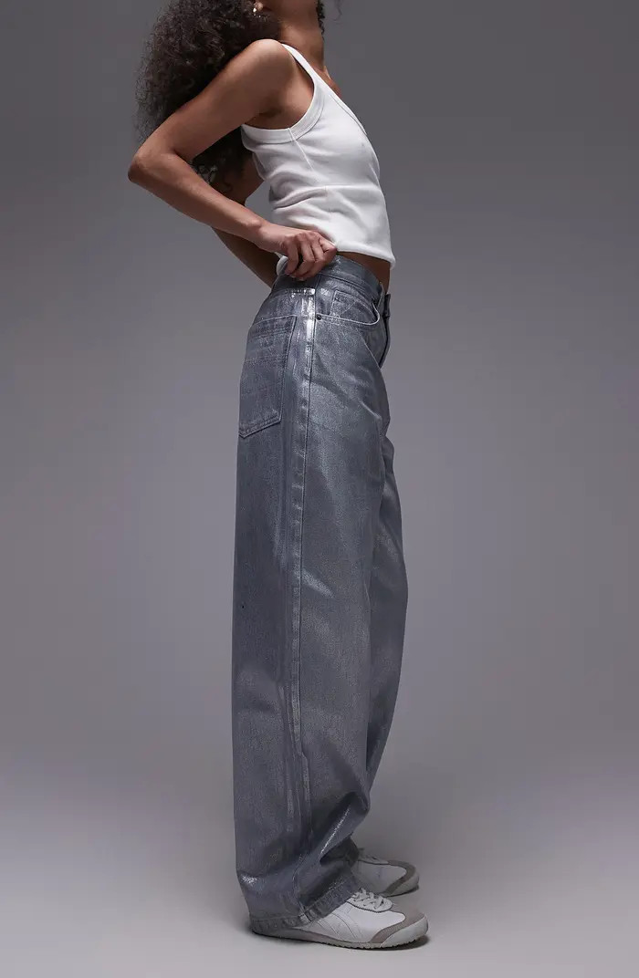 Silver Foil Baggy Jeans | Nordstrom