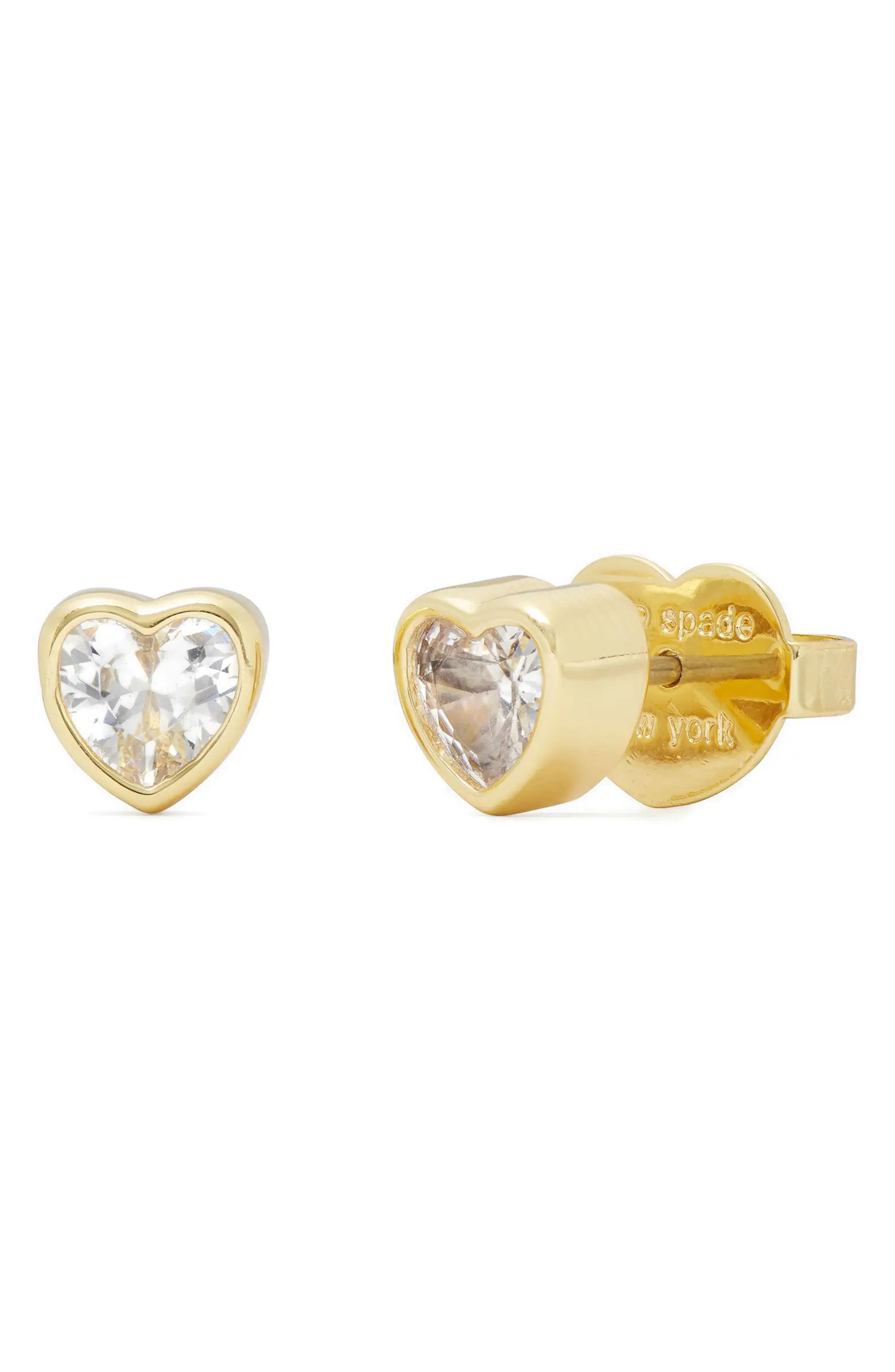 Kate Spade New York sweetheart mini cubic zirconia stud earrings | Nordstrom | Nordstrom