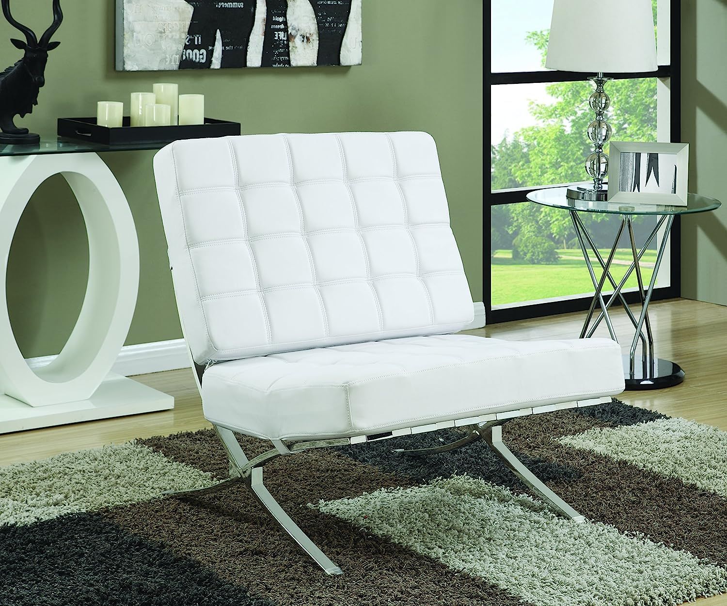 Armless Waffle Accent Chair White | Amazon (US)