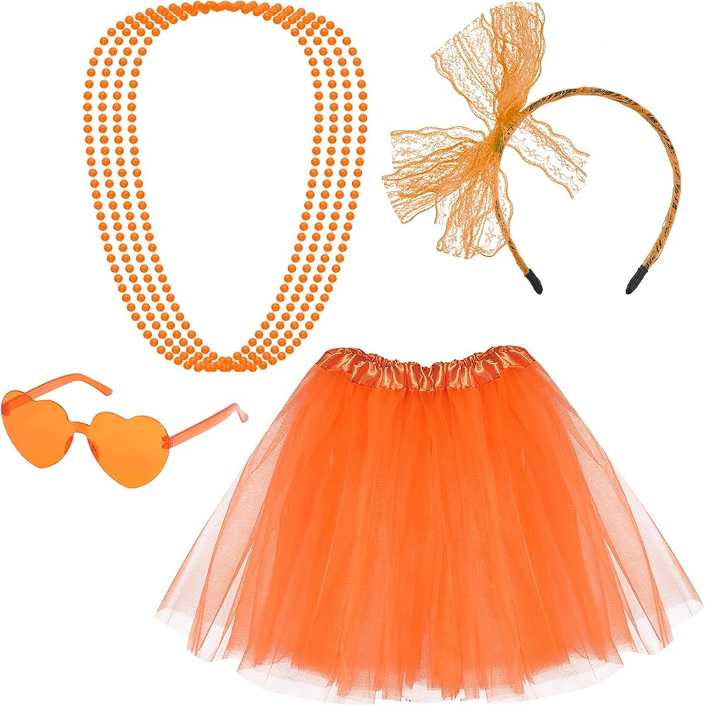 80s Women Costume Set 80s Costume Accessories Tutu Women Headband Necklace Heart Glasses Outfit f... | Amazon (US)