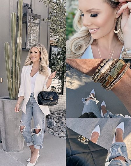Spring Fashion favorites. I love dressing up denim with a simple white top and blazer. Mix high end and affordable options for a curated look  

#LTKstyletip #LTKSeasonal #LTKhome