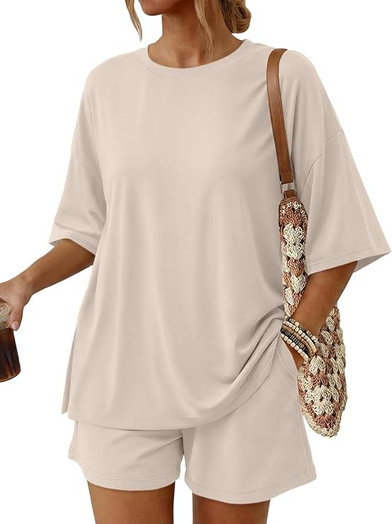 Trendy Queen 2 Piece Summer Set Oversized Top & Loose Fit Shorts with Pockets | Amazon (US)