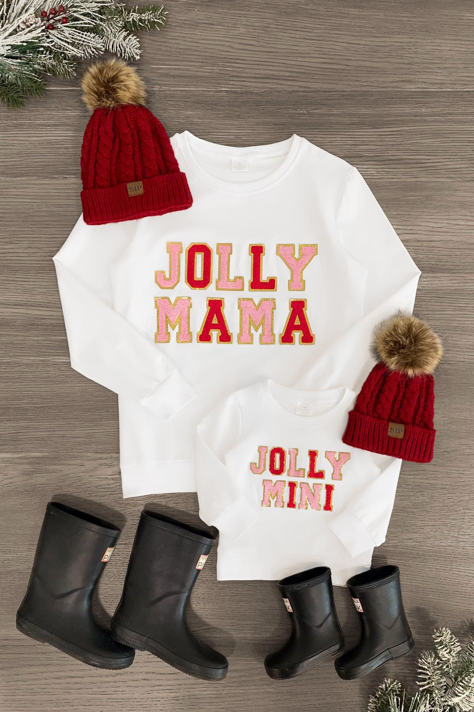 Mom & Me - "Jolly Mama & Mini" Chenille Patch Top | Sparkle In Pink
