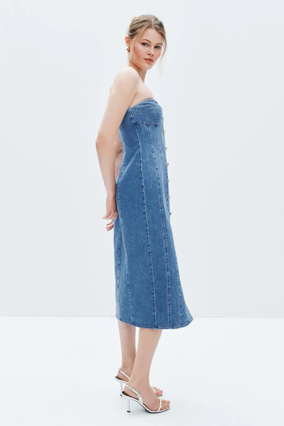 Strapless Denim Midi Dress | Rent the Runway