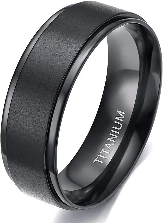 TIGRADE 4mm 6mm 8mm 10mm Black Titanium Rings Wedding Band Matte Comfort Fit for Men Women Size 3... | Amazon (US)