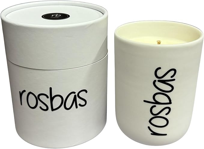 rosbas Peppermint & Eucalyptus Soy Wax Candle - 8 oz in Ceramic Jar - Boxed - Clean Burning for R... | Amazon (US)