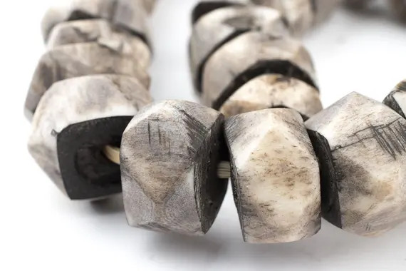 40 Grey Bone Beads: Faceted Shaped Beads Rustic Bone Beads Kenya Trade Beads Big Bone Beads Beade... | Etsy (US)