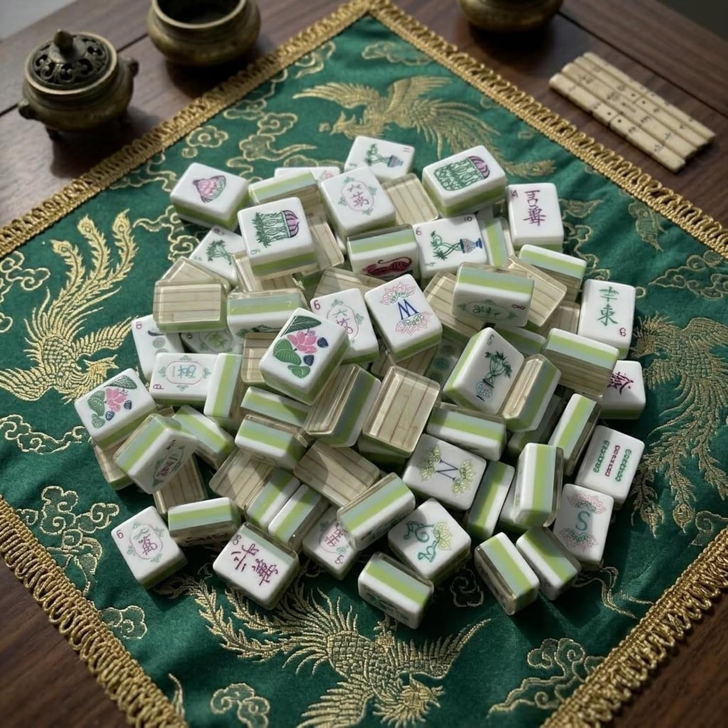 Engraved 160 American Mahjong Tiles - Bamboo Wood Grain 4-Layer Acrylic | Amazon (US)