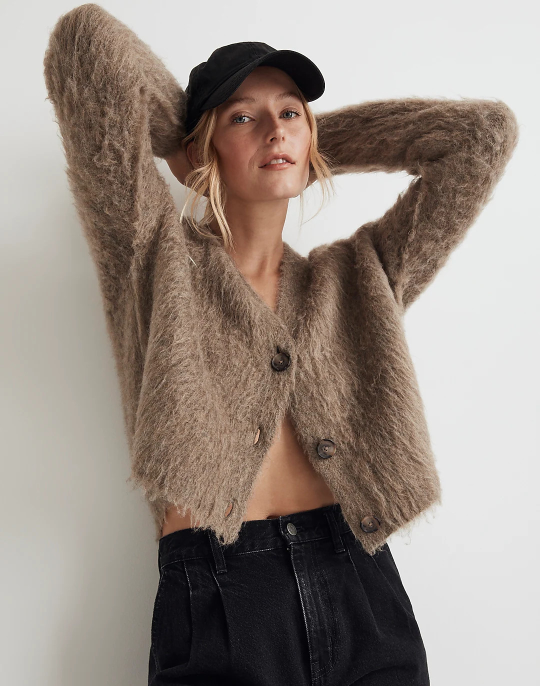 Brushed V-Neck Cardigan Sweater | Madewell
