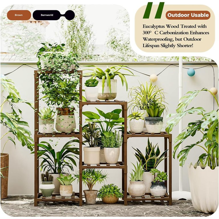 Bamworld Plant Stand Indoor Plant Shelf Outdoor Wood Tiered Plant Rack for Multiple Plants 3 Tier... | Walmart (US)