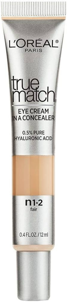 L'Oreal Paris True Match Eye Cream in a Concealer, 0.5% hyaluronic acid, Fair N1-2, 0.4 fl. oz. | Amazon (US)