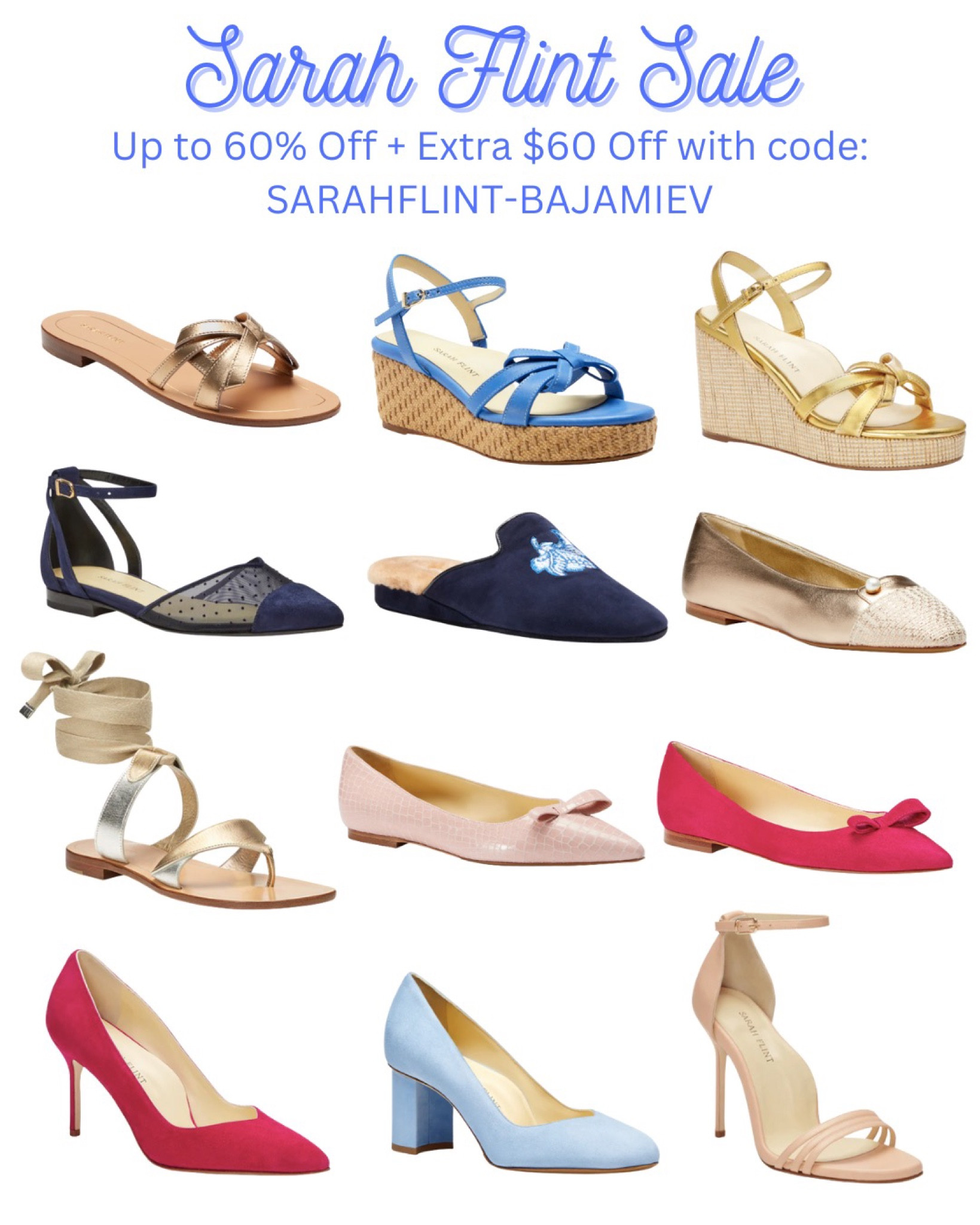 Sarah Flint Sale Up to 60% off + get an additional $60 off with code SARAHFLINT-BAJAMIEV 💙👠 designer shoe sale, slide sandals, wedge sandals, classic shoes, Italian leather shoes, pointed toe flats, ankle strap heeled sandals, summer shoes, work shoes 

#LTKworkwear #LTKsalealert #LTKshoecrush