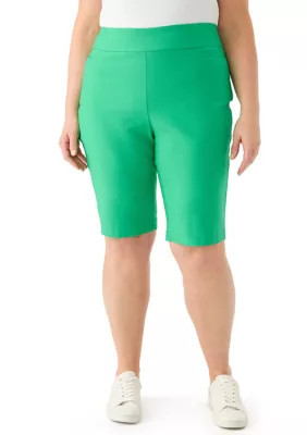 Kim Rogers Women's Plus Size Millennium Bermuda Shorts, Green, 18W | Belk