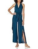 BCBGMAXAZRIA Women's Jumpsuit Swimsuit Cover-Up, Ink Blue//wrap Me Up, L | Amazon (US)