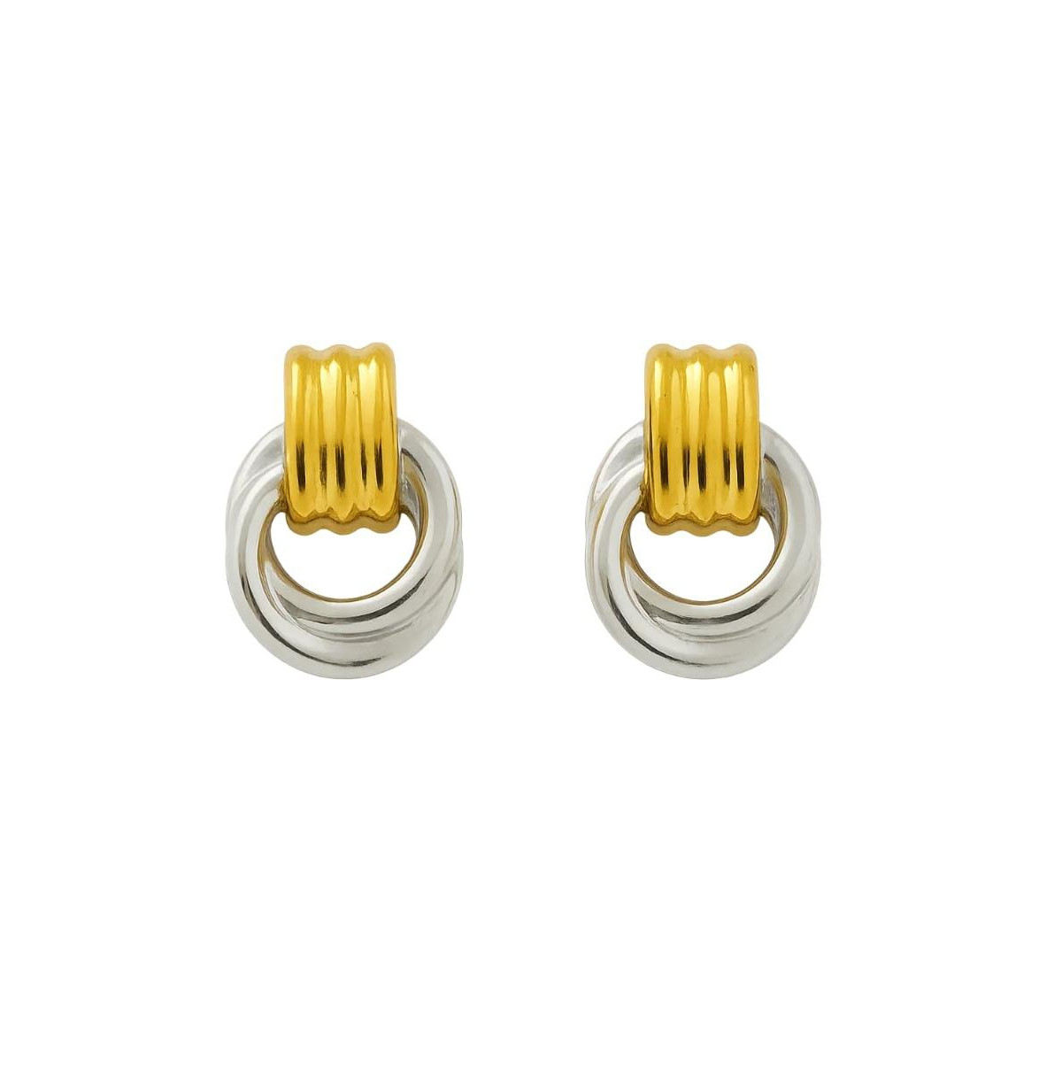 Luna Link Mixed Metal Two-Tone Earrings - Gold | Macy's