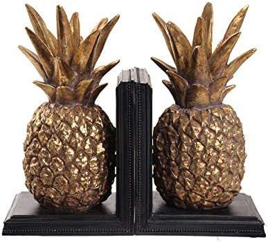 Sagebrook Home 14962-01 Polyresin 10" H Pineapple Bookends, Gold/Black (Set of 2), 12 x 5 x 10 | Amazon (US)