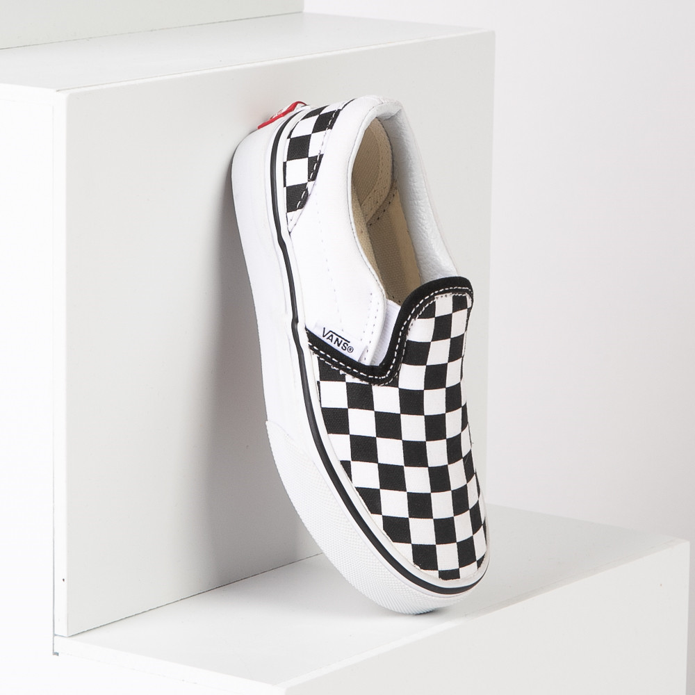 Vans Slip On Checkerboard Skate Shoe - Little Kid / Big Kid - Black / White | Journeys