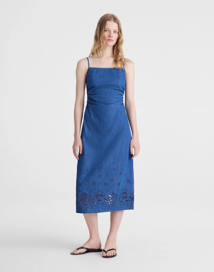 Denim Eyelet Midi Dress | Madewell