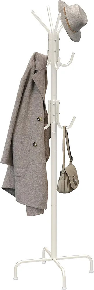 Simple Houseware Standing Coat and Hat Hanger Organizer Rack, 12 Hooks White | Amazon (US)