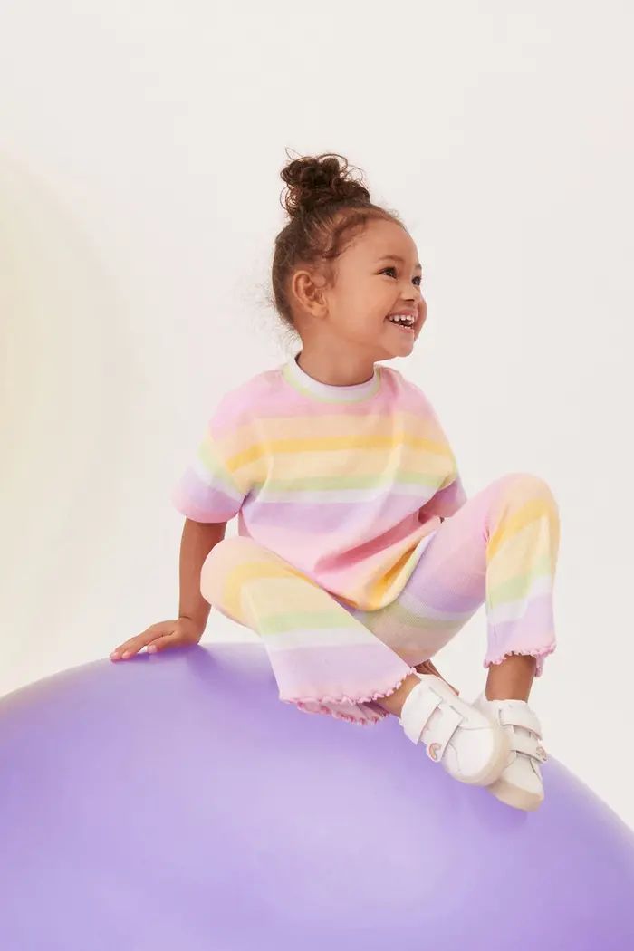 NEXT Kids' Rainbow Stripe Cotton T-Shirt & Leggings Set | Nordstrom | Nordstrom