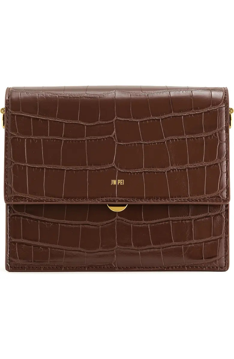 Mini Flap Croc Embossed Faux Leather Shoulder Bag | Nordstrom