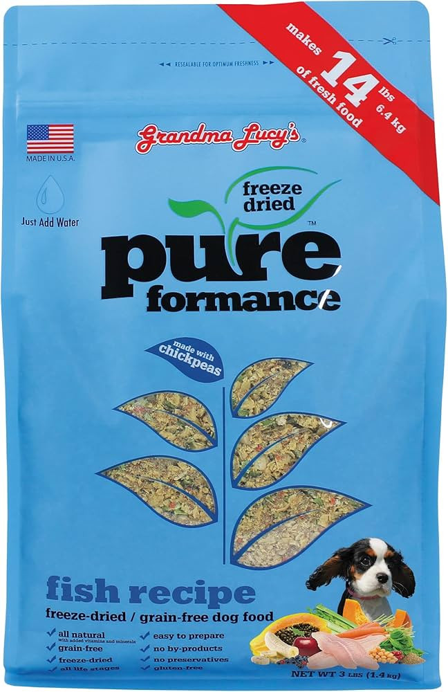 Grandma Lucy's PUREformance Dog Food, Grain Free and Freeze-Dried - Fish, 3 Pound Bag | Amazon (US)
