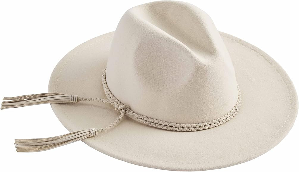 Mud Pie Solid Braided Womens Fedora, One Size, Cream | Amazon (US)