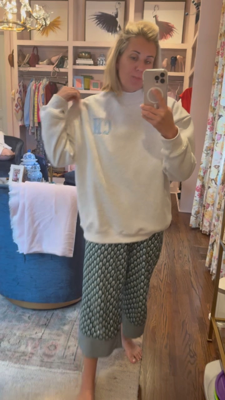 I’m obsessed with these wide leg pajamas and I really want the new pink set! Y’all are loving this mock sweatshirt as much as I am…use my code Catherine10 sitewide! 

I wear a small in the pajamas and sweatshirt. 

#LTKdayinmylife #LTKmomlife #LTKOver40