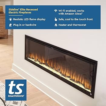 Touchstone Sideline Elite Smart 60” WiFi-Enabled Electric Fireplace - in-Wall Recessed - 60 Col... | Amazon (US)