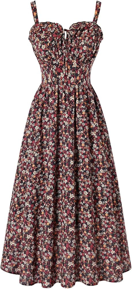 SCARLET DARKNESS Damen Sommerkleid Lang \u00c4rmellos Blumendruck Chiffonkleid Spaghettitr\u00e4g... | Amazon (DE)