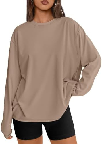 Trendy Queen Womens Oversized Long Sleeve T Shirts 2026 Basic Crewneck Tee Fall Tops Casual Worko... | Amazon (US)