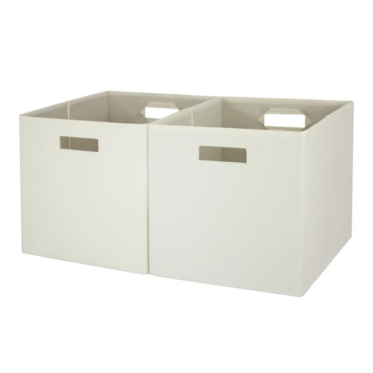 Better Homes & Gardens Fabric Cube Storage Bins (12.75" x 12.75"), 2 Pack, Ivory - Walmart.com | Walmart (US)