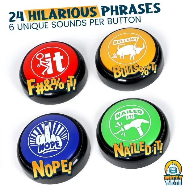 Witty Yeti Novelty Funny Prank Buttons, 4 Pack - Walmart.com | Walmart (US)