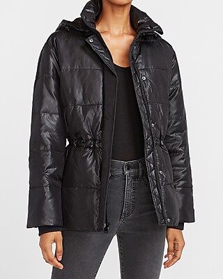 Cinched Waist Recycled Puffer Jacket | Express